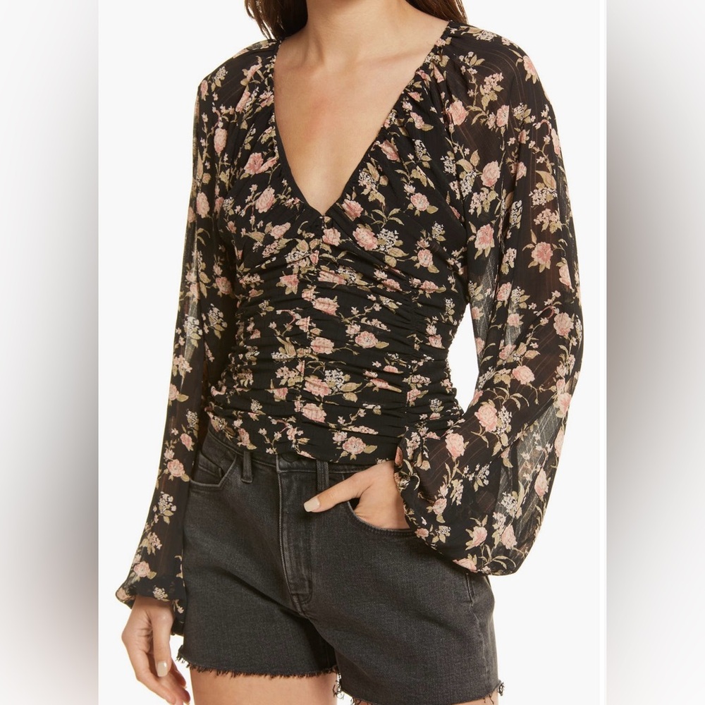 Free People New Floral Rose Blouse